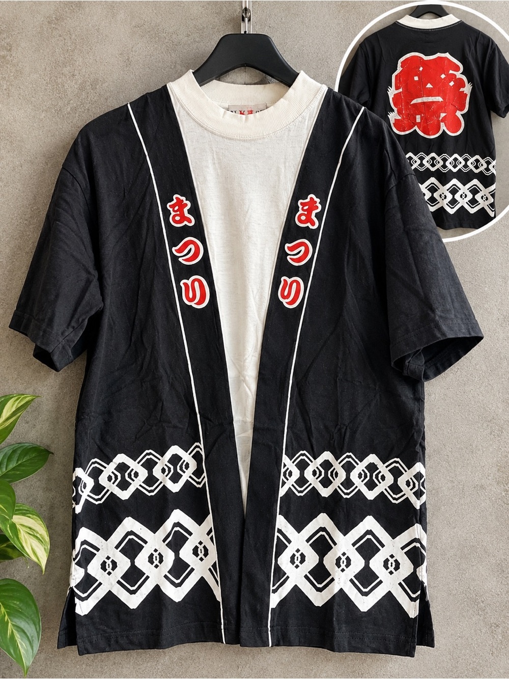 NYSC Japanese Matsuri Happi Kimono Style Graphic Shirt M